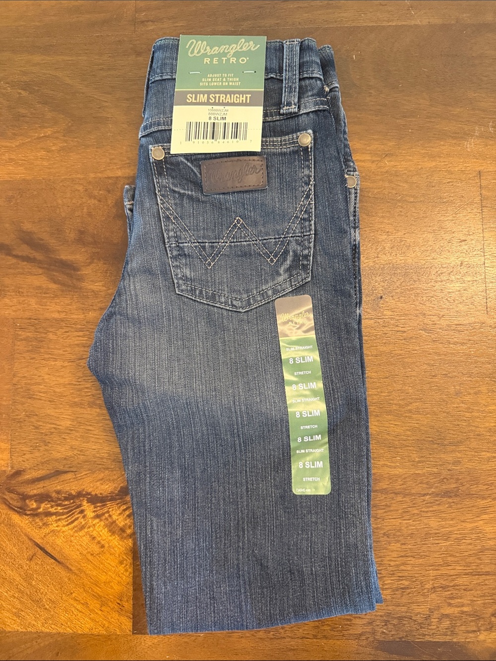 Boys Wrangler Slim Straight Jeans - Dark Blue Denim